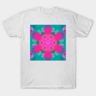 Retro Mandala Flower Pink and Blue T-Shirt